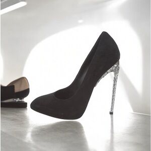 Giuseppe Zanotti suede leather pointed toe luxury crystal embellished heels sz37